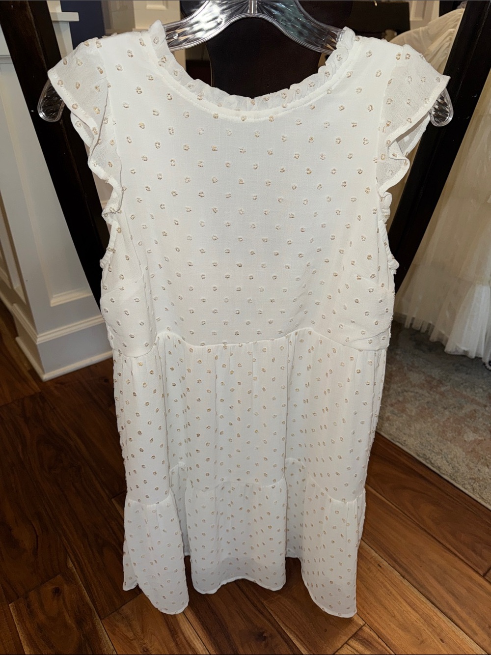 Andree white sleeveless dress with rose gold detail, size M-excellent condition